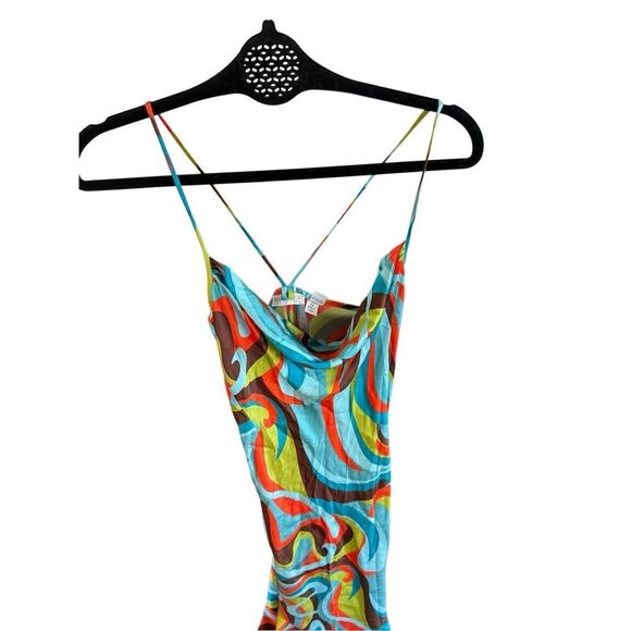 Vtg Hugo Buscati Womens Multicolor Spaghetti Strap Silk Blend Slip Dress Size 4 - Picture 11 of 15